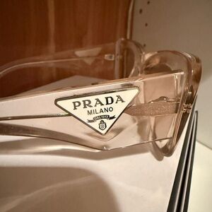 Prada Transparent Blush Pink Triangle Logo Sunglasses